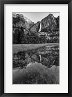 Framed Reflective Pool In Upper Yosemite Falls (BW)