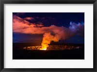 Framed Lava Steam Vent Glowing At Night In The Halemaumau Crater, Hawaii