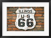 Framed Dirty Illinois Route 66 Sign