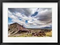 Framed Collapsed Building And Rusted Vintage Car, Nevada