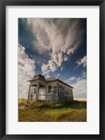 Framed Abandoned Township Hall On The North Dakota Prairie