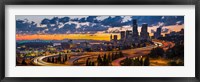 Framed Sunset Panorama Of Downtown Seattle