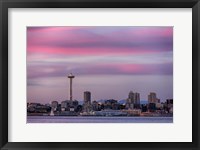 Framed Pink Sunset With The Seattle Space Needle