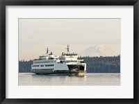 Framed Seattle-Bremerton Ferry Passes In Front Of Mt Rainier