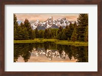 Framed Schwabacher Landing At Sunrise, Wyoming