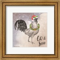 Framed 'Vintage Christmas Be Merry Rooster' border=