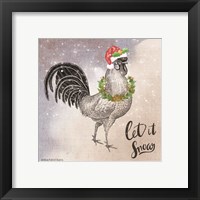 Framed 'Vintage Christmas Be Merry Rooster' border=