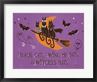 Framed Spooktacular I Black Cats Purple