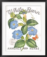 White Barn Flowers II Framed Print