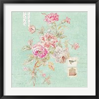 Cottage Roses II Blue Framed Print