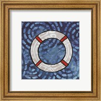 Framed 'Whimsy Coastal Ring Buoy' border=