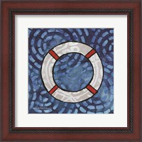 Framed 'Whimsy Coastal Ring Buoy' border=