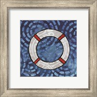 Framed 'Whimsy Coastal Ring Buoy' border=