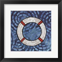 Framed 'Whimsy Coastal Ring Buoy' border=