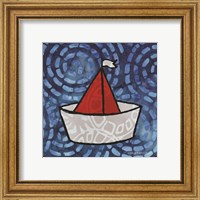 Framed 'Whimsy Coastal Sailboat' border=