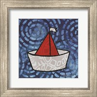 Framed 'Whimsy Coastal Sailboat' border=