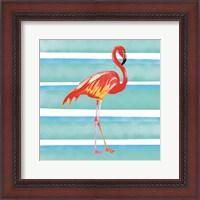 Framed 'Tropical Life Flamingo II' border=