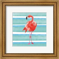 Framed 'Tropical Life Flamingo III' border=