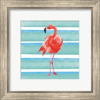 Framed 'Tropical Life Flamingo III' border=