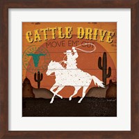 Framed 'Cattle Drive' border=
