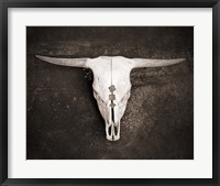 Framed Sepia Cattle Skull