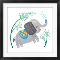 Framed 'Playful Pals -Elephant' border=