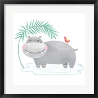 Playful Pals- Hippo Framed Print