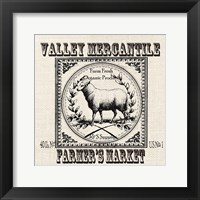 Farmhouse Grain Sack Label Sheep Framed Print