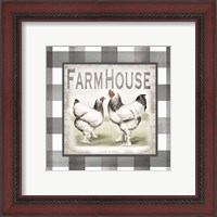 Framed 'Buffalo Check Farm House Chickens Neutral I' border=