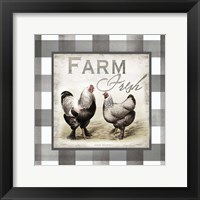 Buffalo Check Farm House Chickens Neutral II Framed Print