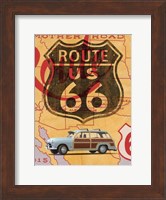 Framed Route 66 Vintage Postcard