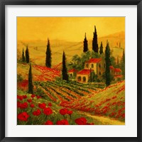 Framed 'Poppies of Toscano II' border=