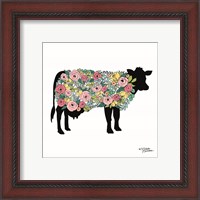 Framed 'Floral Cow' border=