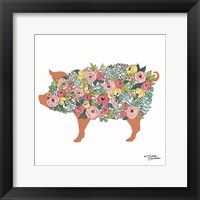 Framed Floral Pig