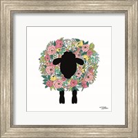 Framed 'Floral Sheep' border=