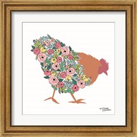 Framed 'Floral Rooster' border=