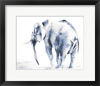 Framed Lone Elephant Blue Gray Crop
