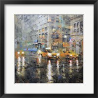 Framed Manhattan Orange Rain