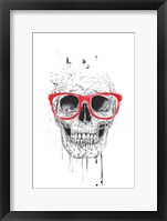 Framed Skull With Red Glasses