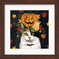 Framed 'Halloween Cat II' border=