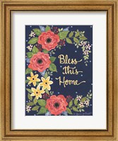 Framed Floral Bless This Home