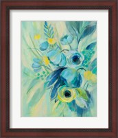 Framed 'Elegant Blue Floral II' border=