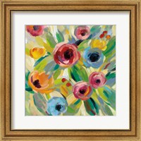 Framed 'Vivid Coral Floral II' border=