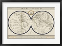 Framed Torkingtons World Map with Indigo