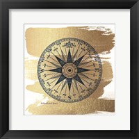 Brushed Gold Compass Rose Framed Print