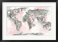 Framed World Map Blush