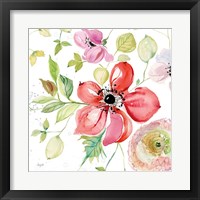 Framed 'Spray of Anemones III' border=