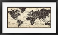 Framed Old World Map Parchment