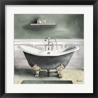 Framed 'Smoky Gray Bath I' border=