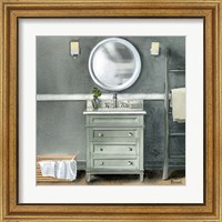 Framed 'Smoky Gray Bath II' border=